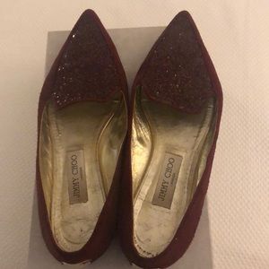 Jimmy Choo Guild flat sz 40 burgundy suede